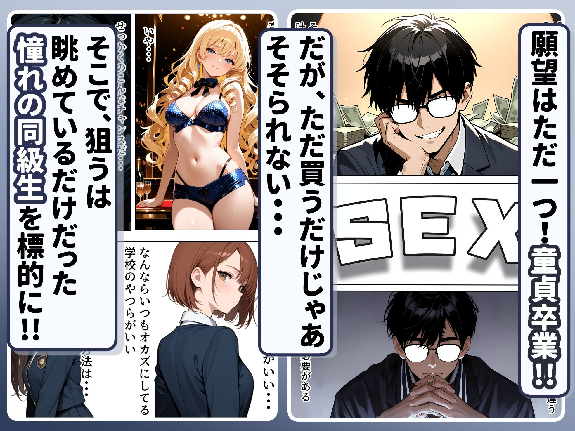 底辺逆転-どん底ぼっち童貞の俺が億万長者に！？同級生の美女を「冴えない男の救済企画」と称した高額バイトで釣ってみた結果・・・ - サンプル画像 2