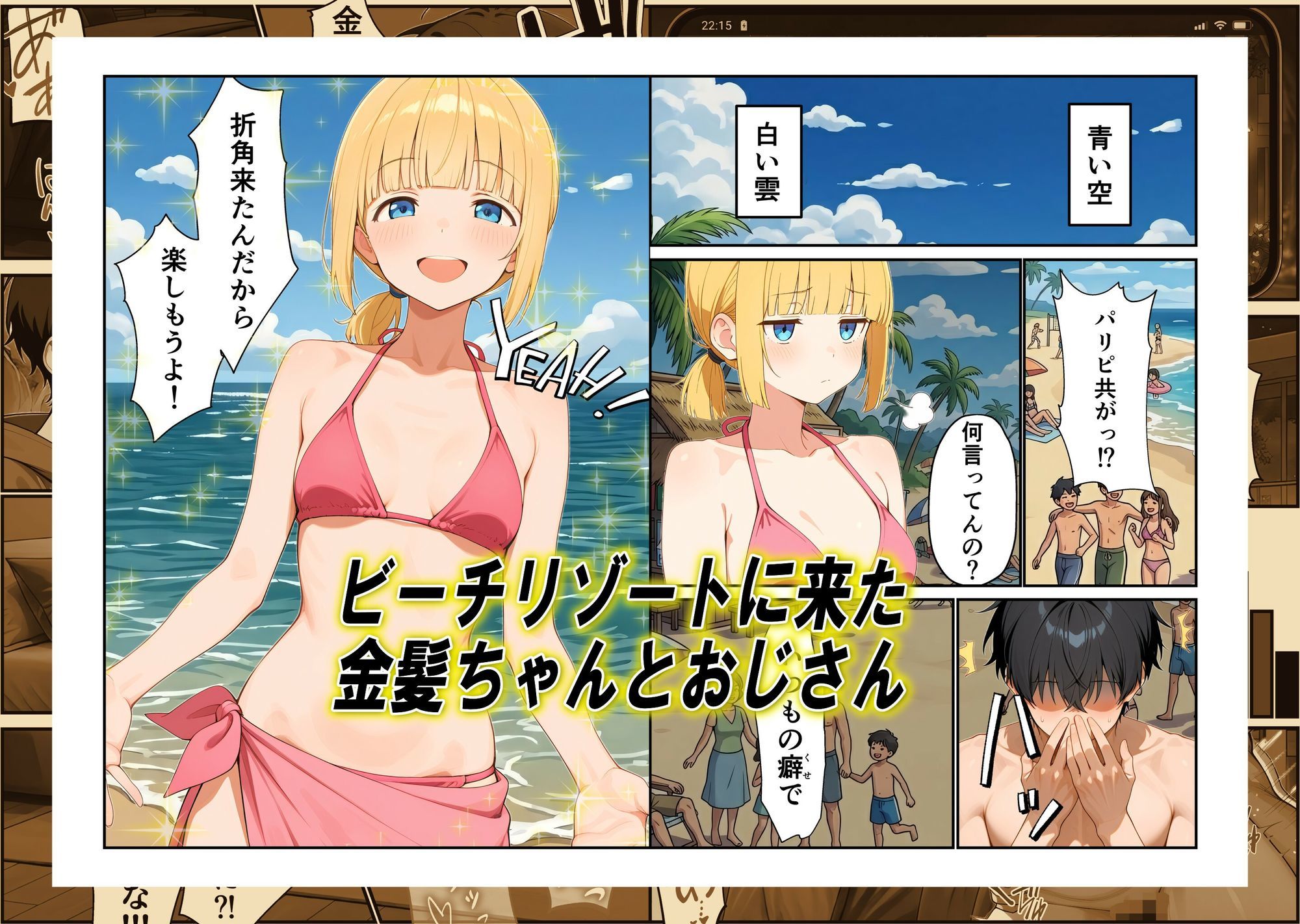 ビーチリゾートde金髪ちゃんといちゃいちゃする話 - サンプル画像 1