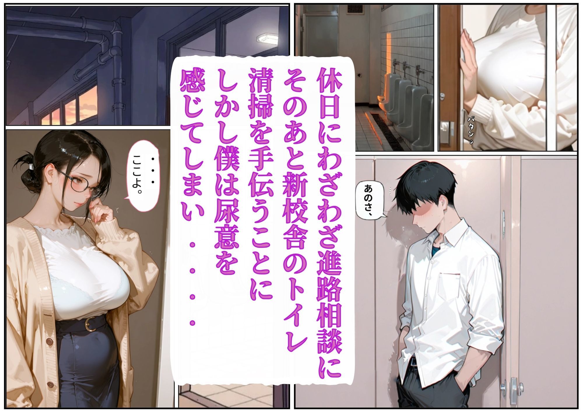 放課後の男子トイレで地味なくたびれたおばさん教師にチンチンを見られ握られ●すことになった話 - サンプル画像 1