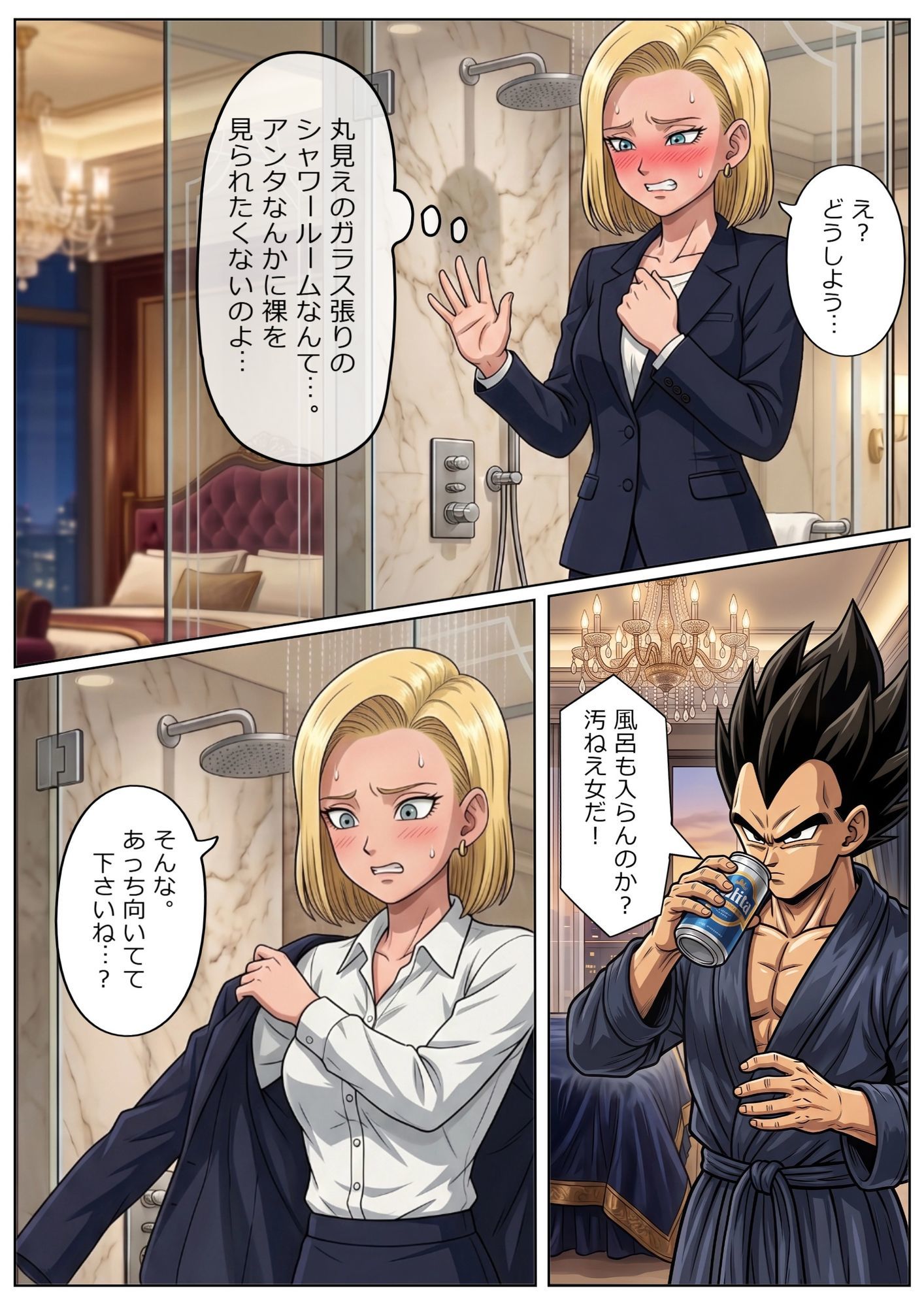 52枚【18号 ×ベジータ】大嫌いな上司に シャワー中に犯●れ、立ちバック、 おっぱいワイパー、掃除フェラの無限ループ 1 - サンプル画像 9