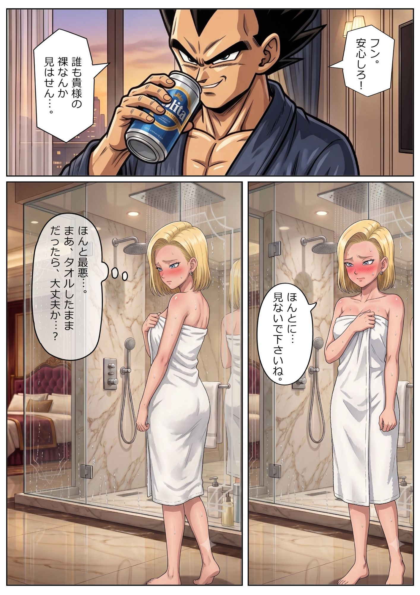 52枚【18号 ×ベジータ】大嫌いな上司に シャワー中に犯●れ、立ちバック、 おっぱいワイパー、掃除フェラの無限ループ 1 - サンプル画像 10