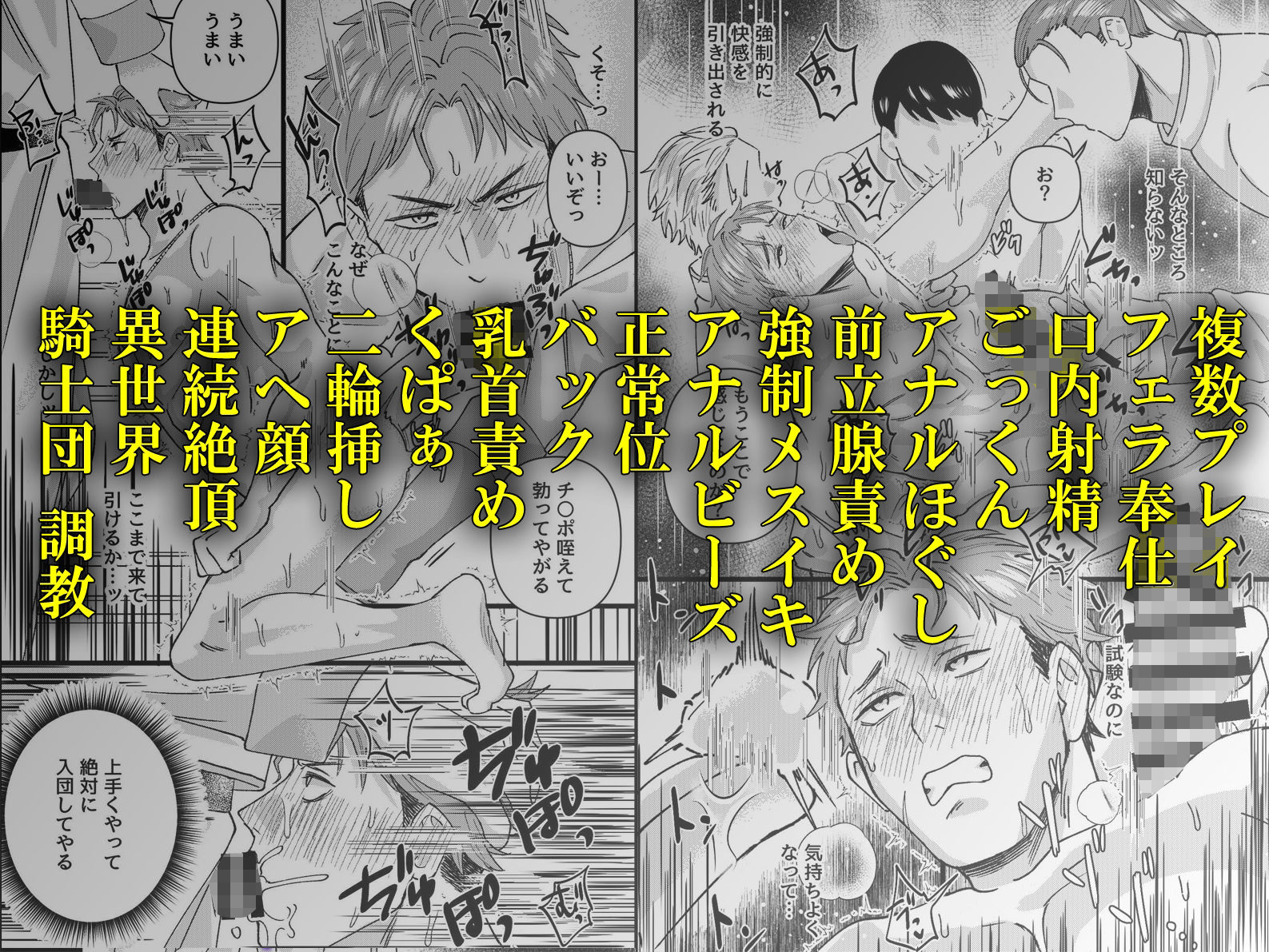 騎士団員を目指したリオンが、最終試験で三人の審査員に前立腺を抉られメス堕ち調教の末、団長と副団長の二輪挿しで完全なる性処理奴●に堕とされるまで - サンプル画像 7