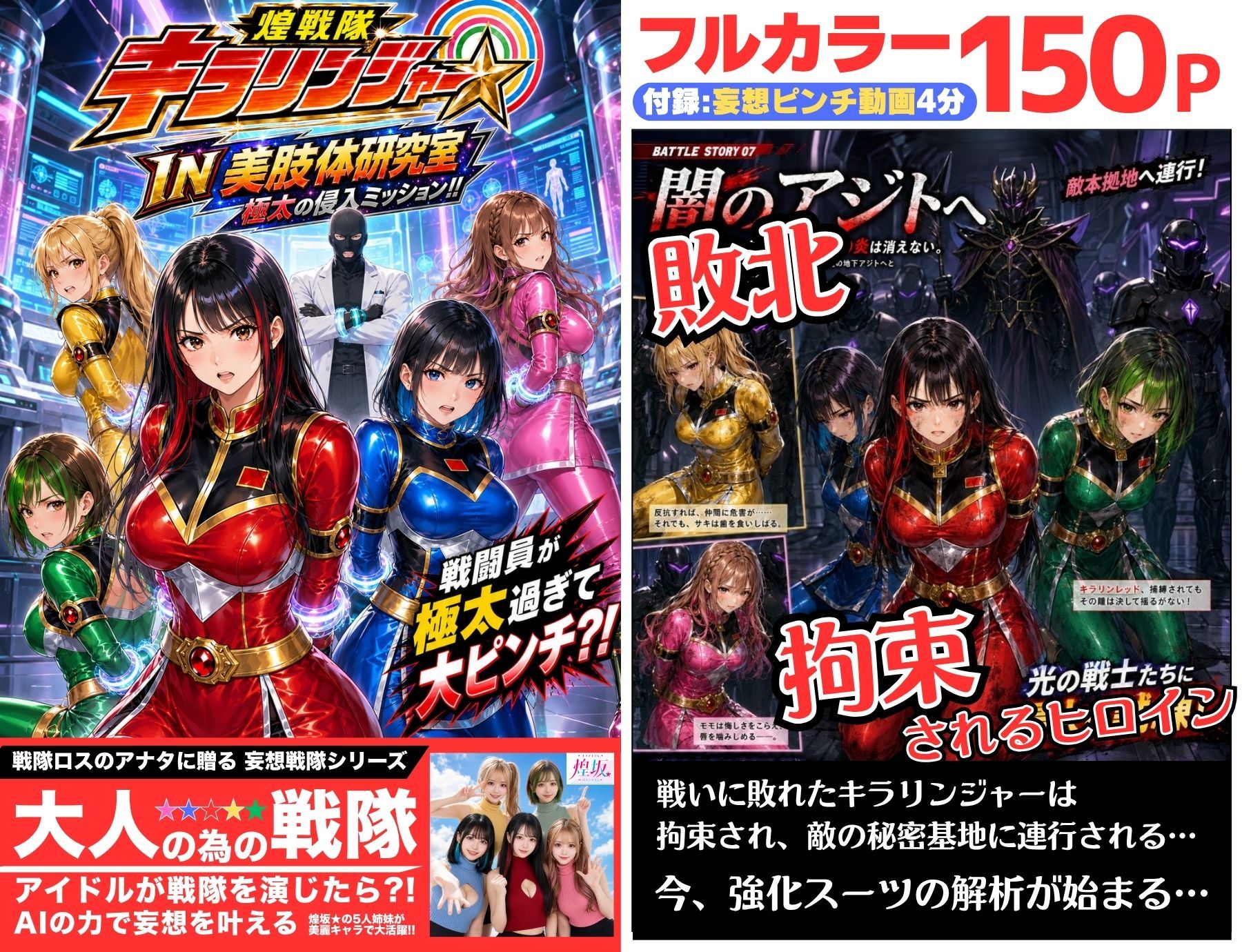 煌戦隊キラリンジャーIN美肢体研究室・極太の侵入ミッション〜敵アジトで拘束された戦隊ヒロインは戦闘員が極太過ぎて大ピンチ？/戦隊ロスのアナタに贈る『大人の為の戦隊』シリーズ〜 - サンプル画像 1