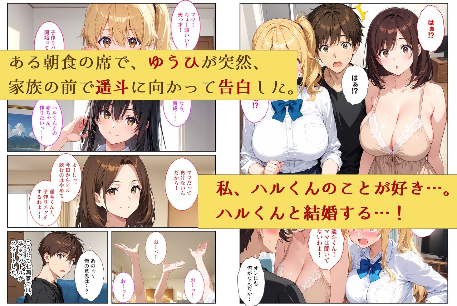 養子になったら爆乳義母と双子義妹に誘惑されて中出しセックスしています！〜孕ませバトル編〜 - サンプル画像 4