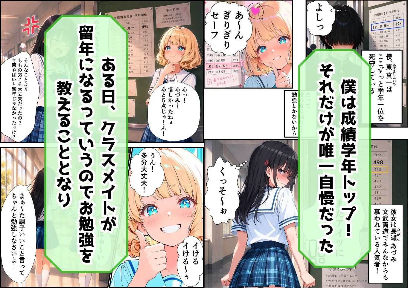 成績トップの陰キャオタクが勝ち気な美人ライバルとあざとビッチに迫られてハーレム展開した話 - サンプル画像 1