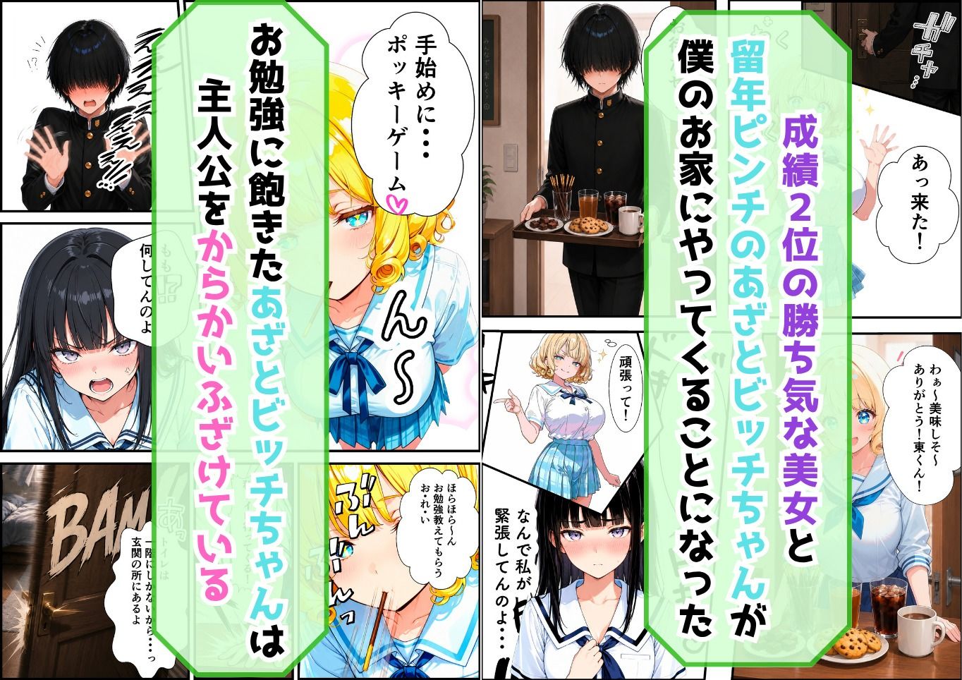 成績トップの陰キャオタクが勝ち気な美人ライバルとあざとビッチに迫られてハーレム展開した話 - サンプル画像 2