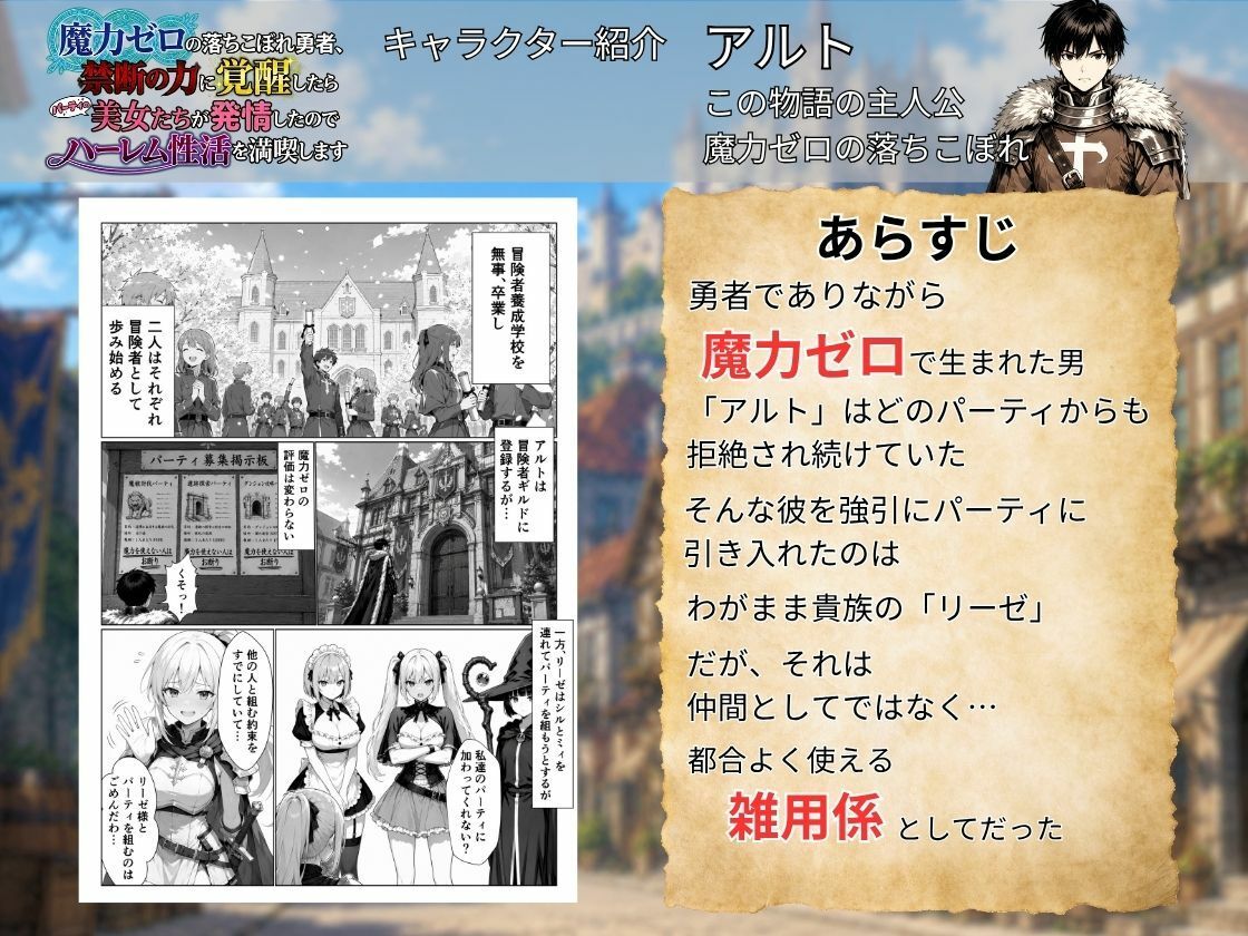 魔力ゼロの落ちこぼれ勇者、禁断の力に覚醒したらパーティの美女たちが発情したのでハーレム性活を満喫します - サンプル画像 1