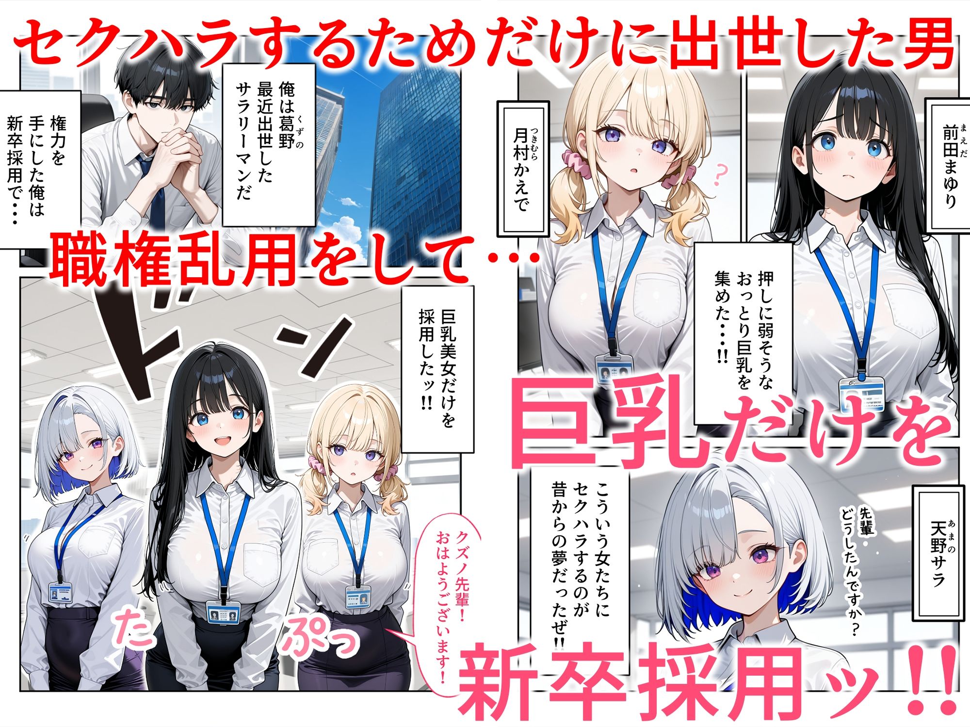 昼休みに抜いてくれる新卒OLちゃん！巨乳だけ採用してセクハラ祭り！ - サンプル画像 1