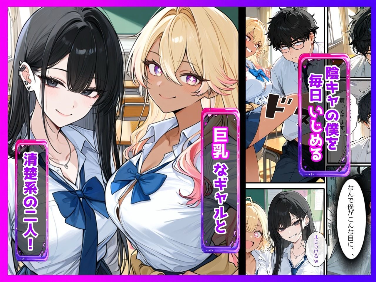 【陰キャ逆転】記憶操作アプリでいじめっ子の巨乳ギャルと清楚系を完堕ちわからせする話 - サンプル画像 1