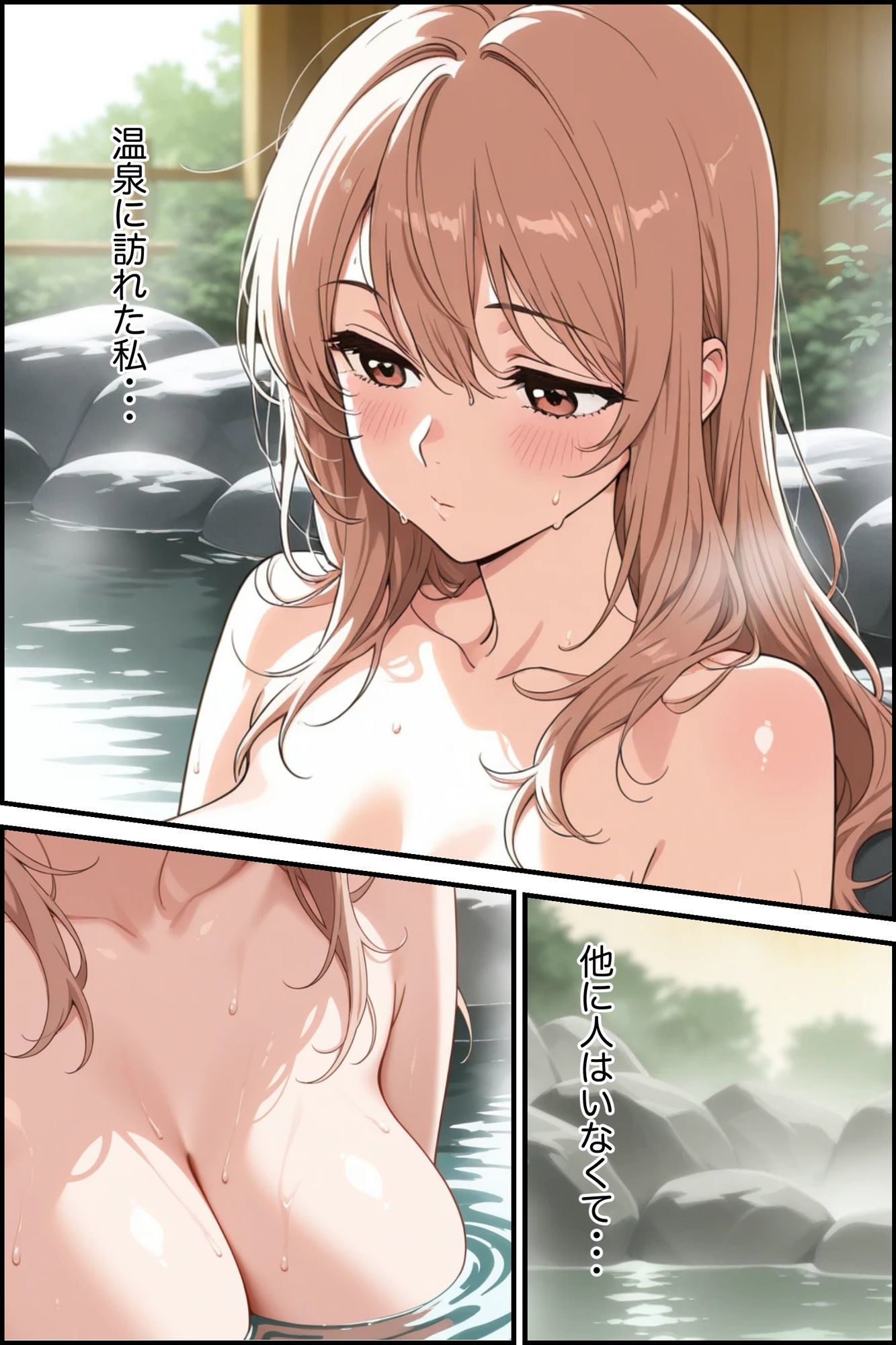 露天風呂で無防備な金髪巨乳のお姉さんが屈強な男に襲われて中出しされた話 - サンプル画像 1