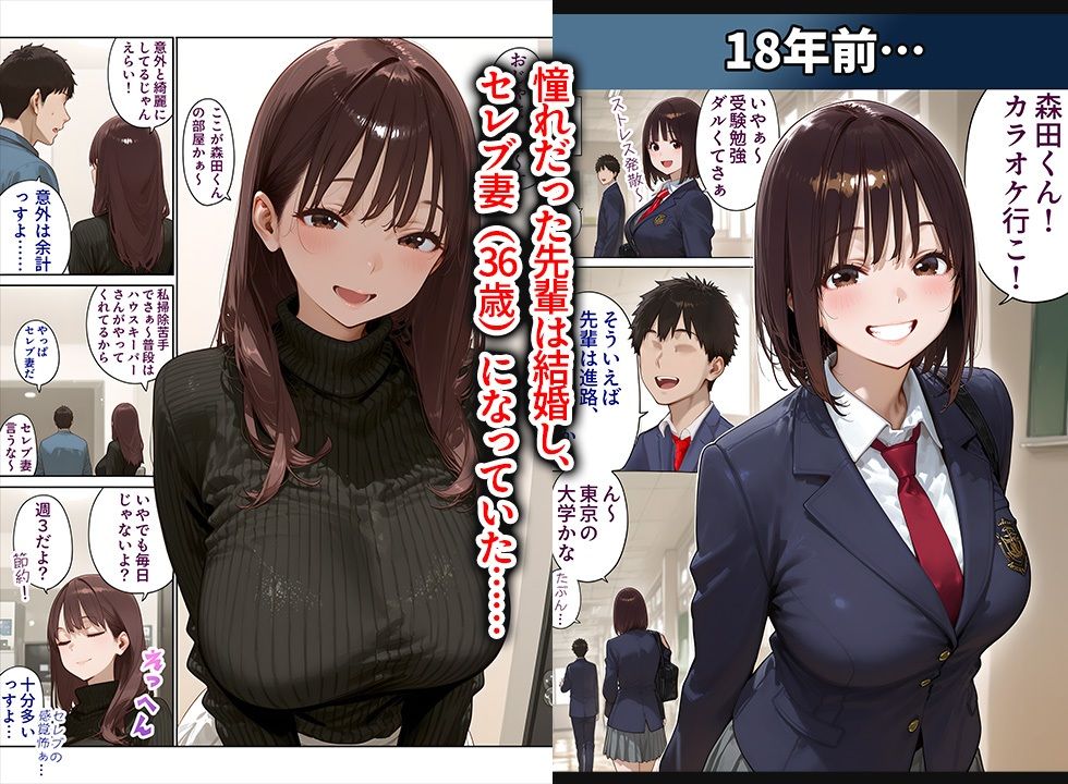 学生時代に憧れてた先輩（36歳・セレブ妻）を家に誘ったら、中出し懇願＆喉奥ガン突きフェラでオナニーしながらイキまくった話 - サンプル画像 3