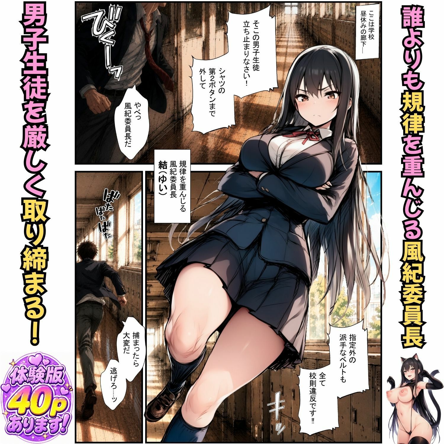 むっつり風紀委員が本性全開！過激コスプレでアヘ堕ち中出しハーレム - サンプル画像 1