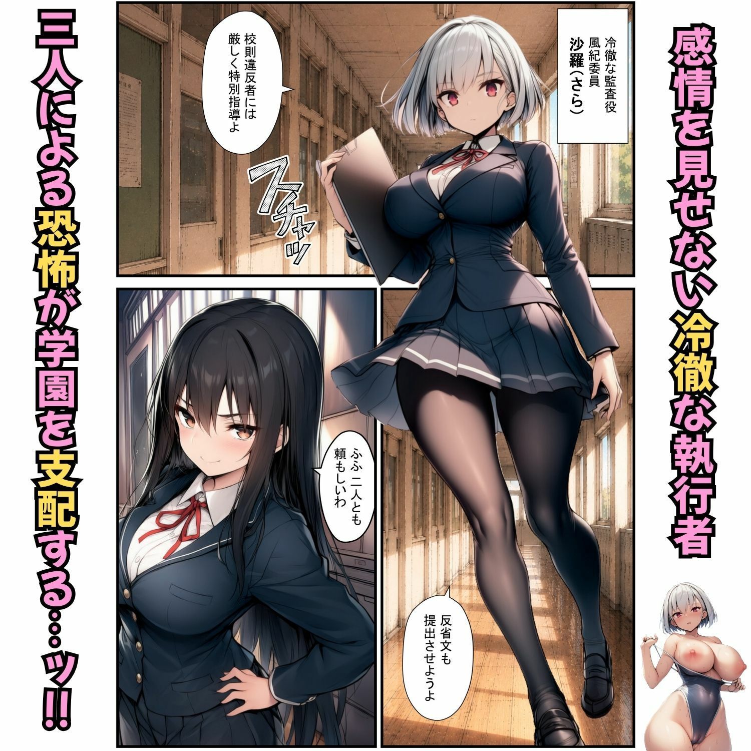 むっつり風紀委員が本性全開！過激コスプレでアヘ堕ち中出しハーレム - サンプル画像 3