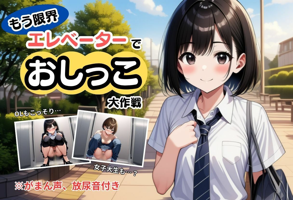 【もう限界】エレベーターでおしっこ大作戦！〜部活・飲み会帰りに野ションできずに、羞恥の室内放尿〜 - サンプル画像 1