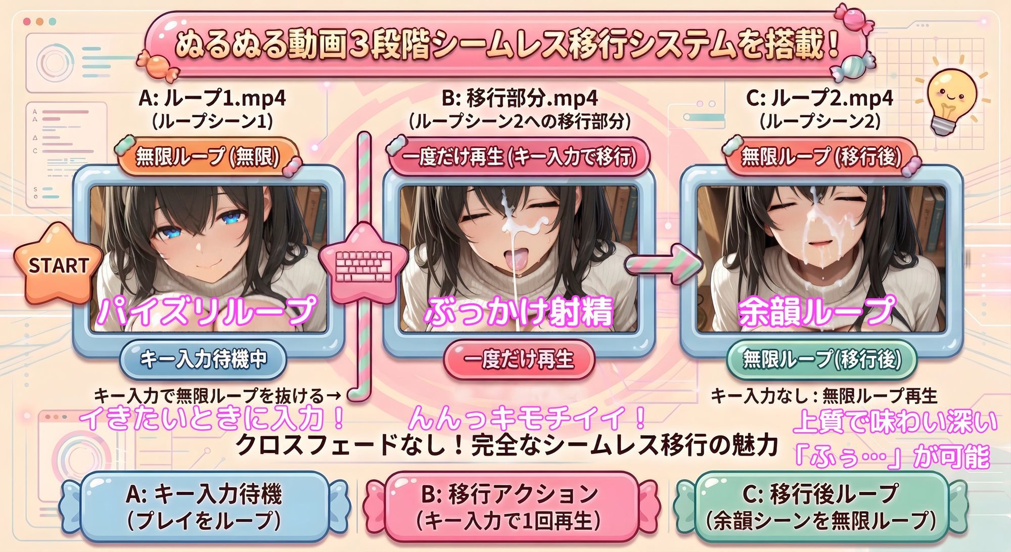 淫画図書館 〜巨乳アイドルにデカパイズリで搾精してもらい、好きなタイミングでぶっかけ顔射して、射精後の余韻も60fpsぬるぬる動画で楽しめるカジュアル弾幕避けゲー〜 - サンプル画像 2