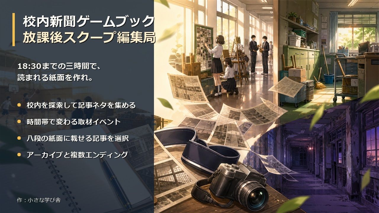 校内新聞ゲームブック 〜放課後スクープ編集局〜 - サンプル画像 1