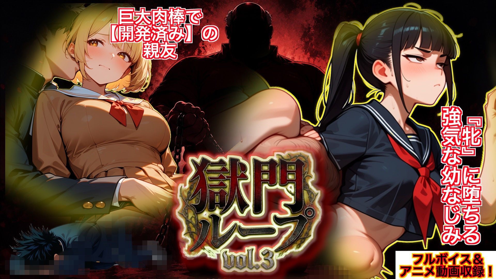 『獄門ループvol.3 〜絶対敗北の孕ませNTRゲーム。義父の巨大肉棒に開発済みの親友と、牝に堕ちる強気な幼馴染〜【フルボイス動画フィニッシュ】』 - サンプル画像 1