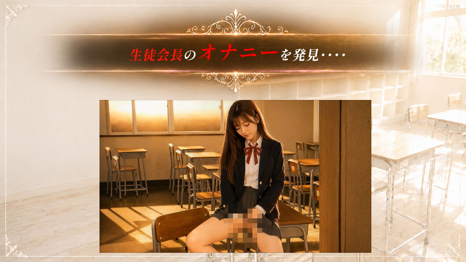 【4Kフル実写版/フルボイス】巨乳生徒会長のオナニーを見つけ教室で中出しセックスした件【JK教室オナニーシリーズ】〜桜井しおり編〜 - サンプル画像 1