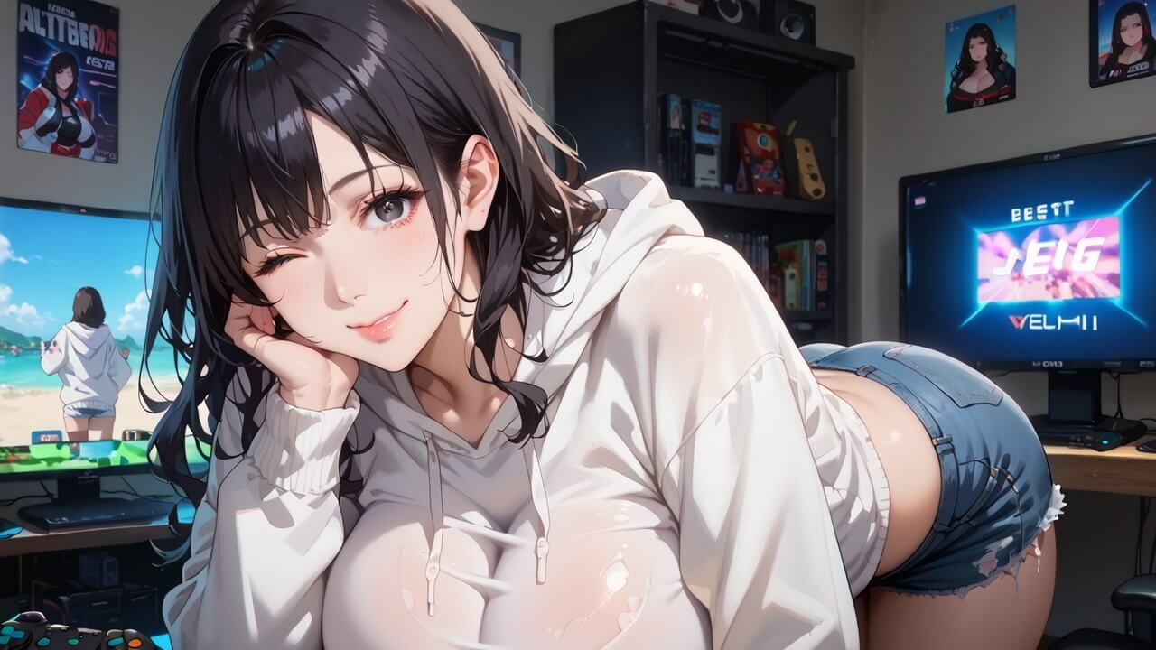 黒髪爆乳ゲーマーの濃厚二人プレイ【ボイスあり】〜人妻真奈美さんの中出しオフ会〜 - サンプル画像 8