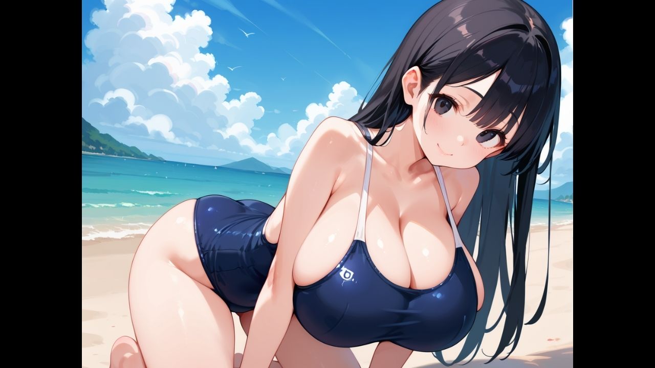 無口な爆乳スク水彼女は、俺の前でだけ乱れる〜二人きりの海で中出し。潮騒と、寡黙な君〜 - サンプル画像 1