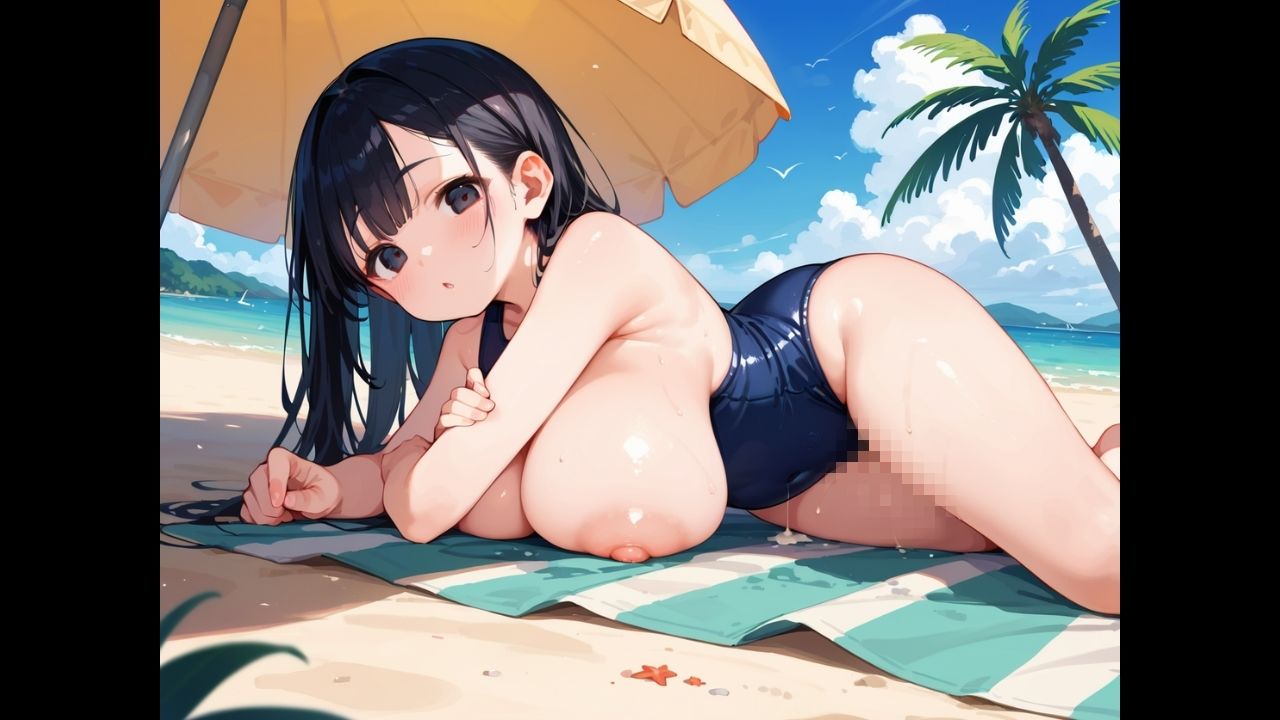 無口な爆乳スク水彼女は、俺の前でだけ乱れる〜二人きりの海で中出し。潮騒と、寡黙な君〜 - サンプル画像 2