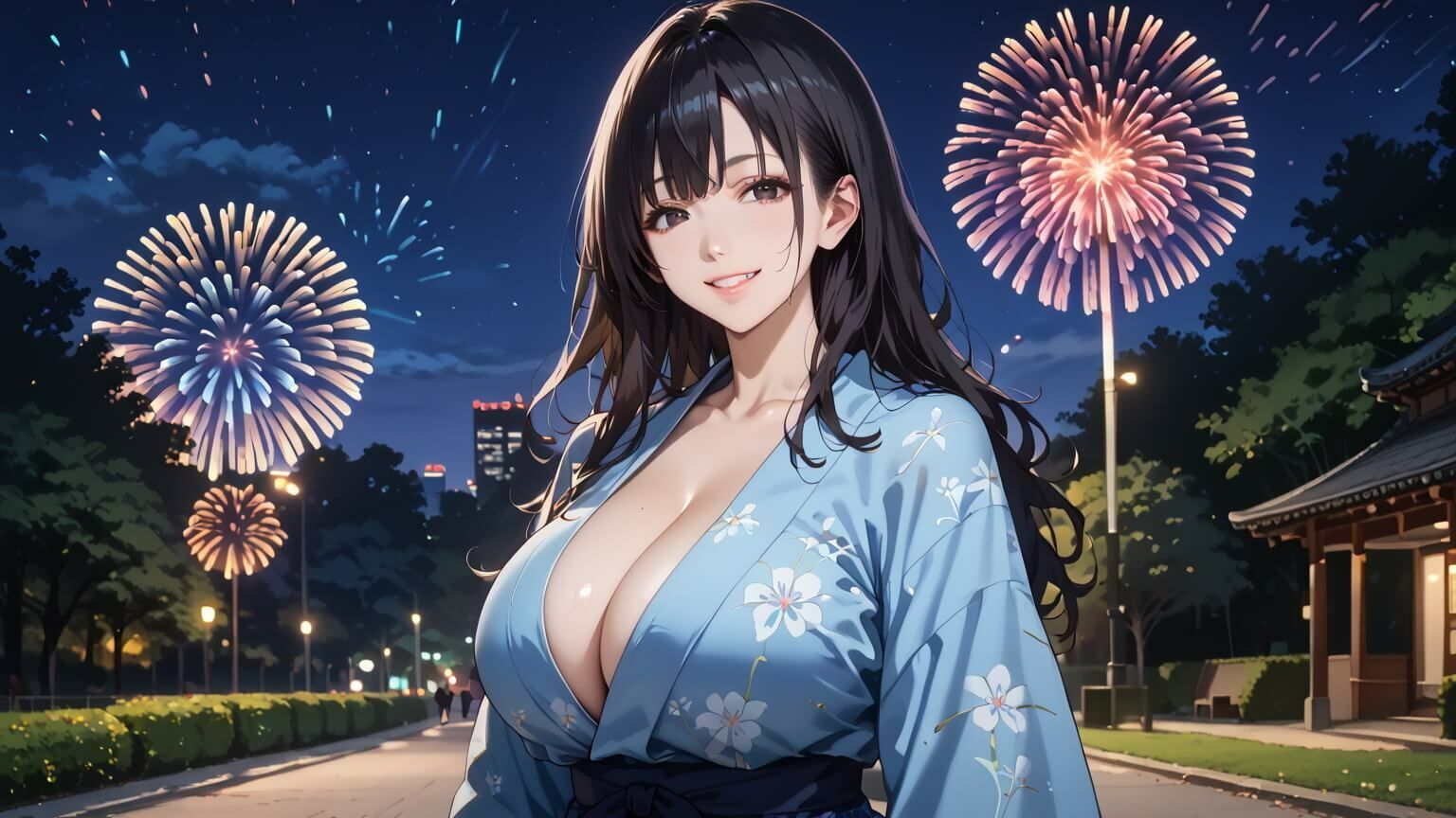 黒髪爆乳浴衣妻のとろあま夏祭り〜人妻真奈美さんと汗だく独占中出し〜 - サンプル画像 3