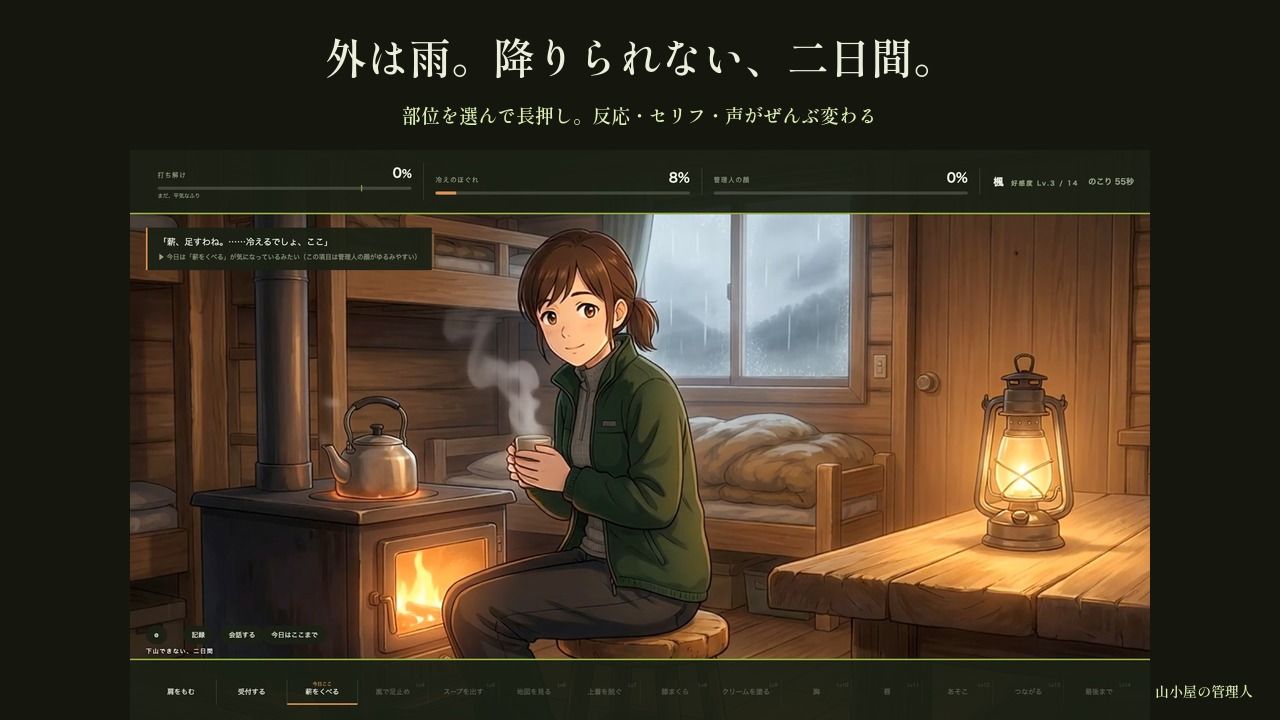 宿泊客には笑顔だけの山小屋の管理人さん 〜下山できない二日間、ストーブの前で〜 - サンプル画像 2