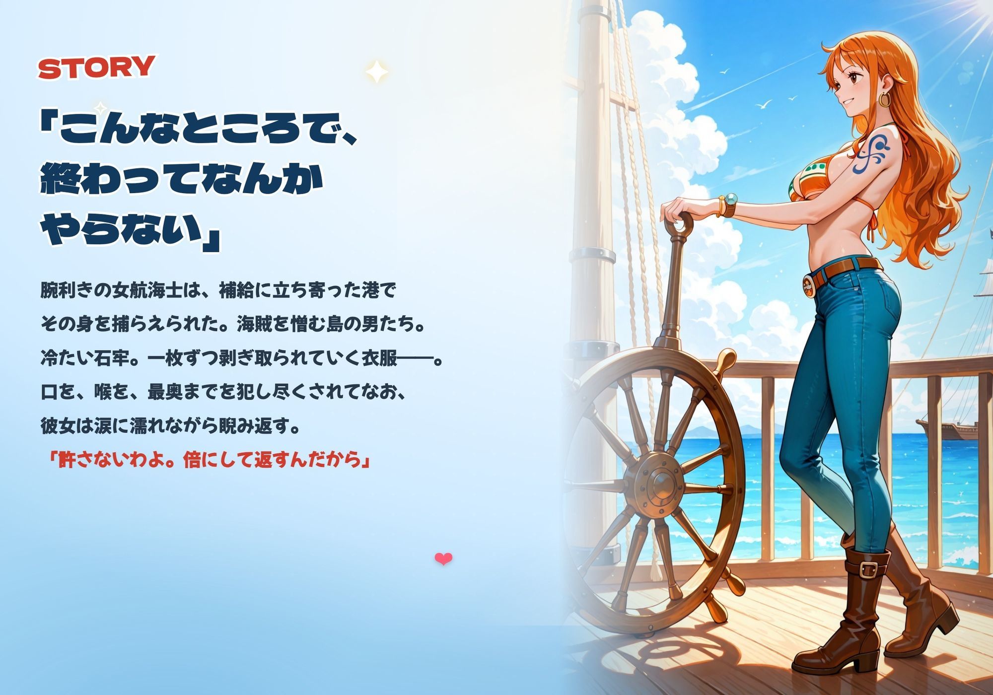 囚われのナミ〜海賊娘が陵●される〜 - サンプル画像 2