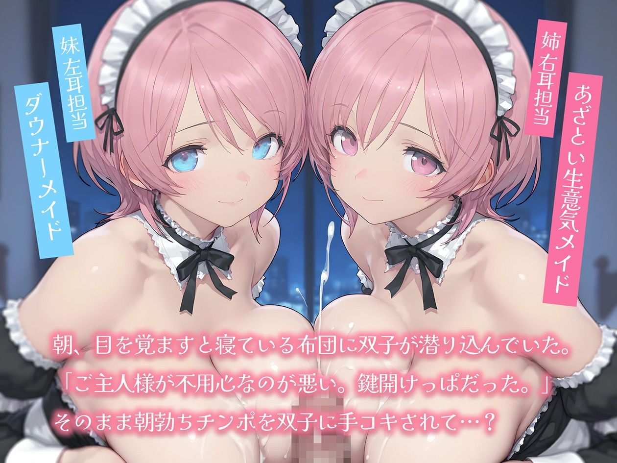 美少女双子メイドに手コキされちゃう【KU100】 - サンプル画像 1