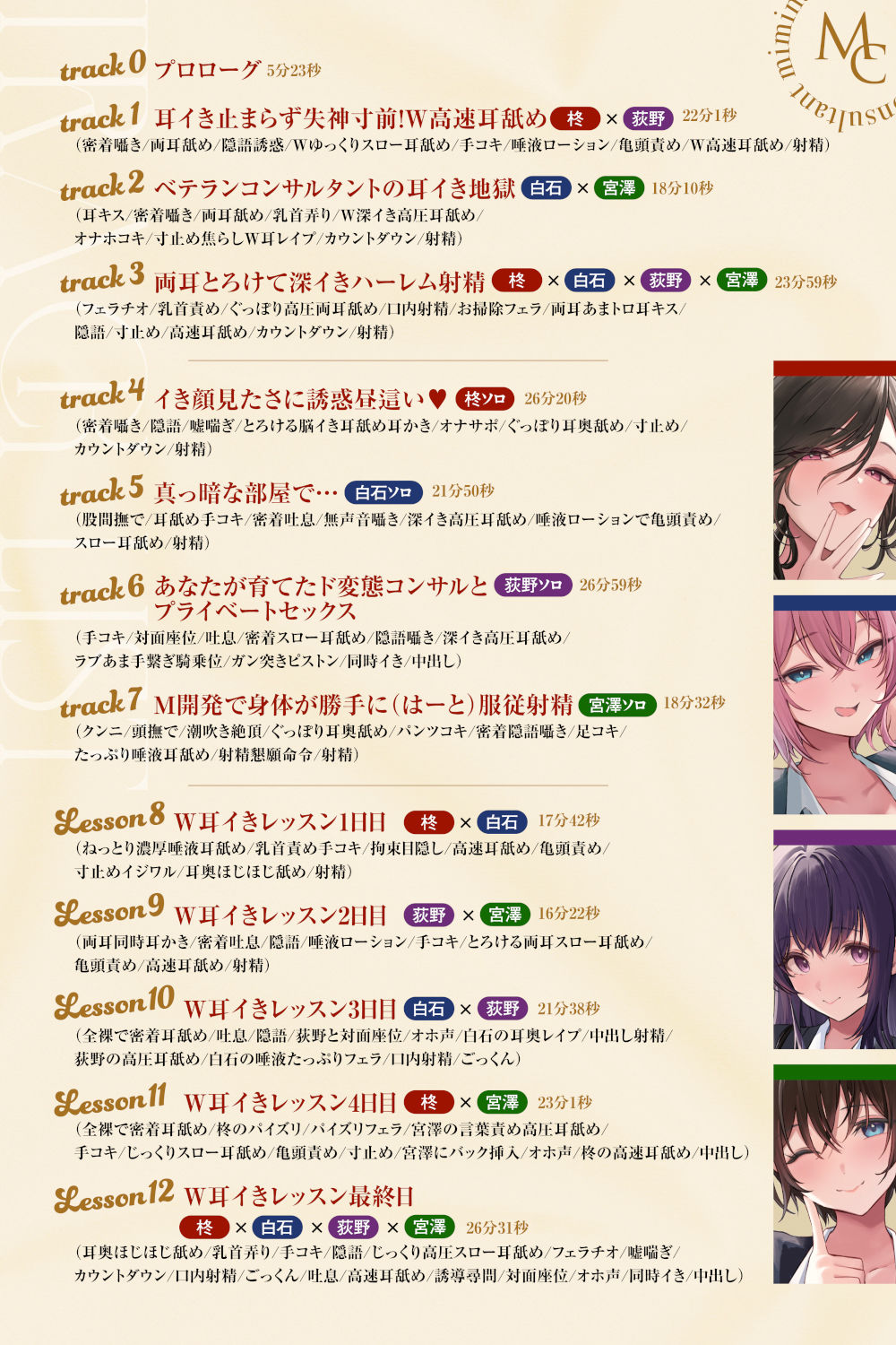 【4時間越え！W耳舐め＆4人同時ハーレムも♪】耳舐めコンサルタントがあなたの耳を敏感名器に徹底開発！〜両耳昇天！ハーレム編〜【耳舐め慣れしている人に聴いて欲しい】 - サンプル画像 7