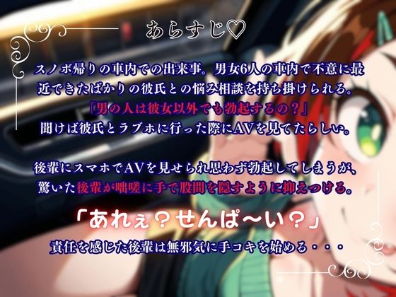【本当にあったエッチな話】初めて彼氏が出来た後輩の悩み相談〜不意にAVで勃起させられ無邪気に手コキ謝罪〜『即イキ保証』【バイノーラル】 - サンプル画像 1