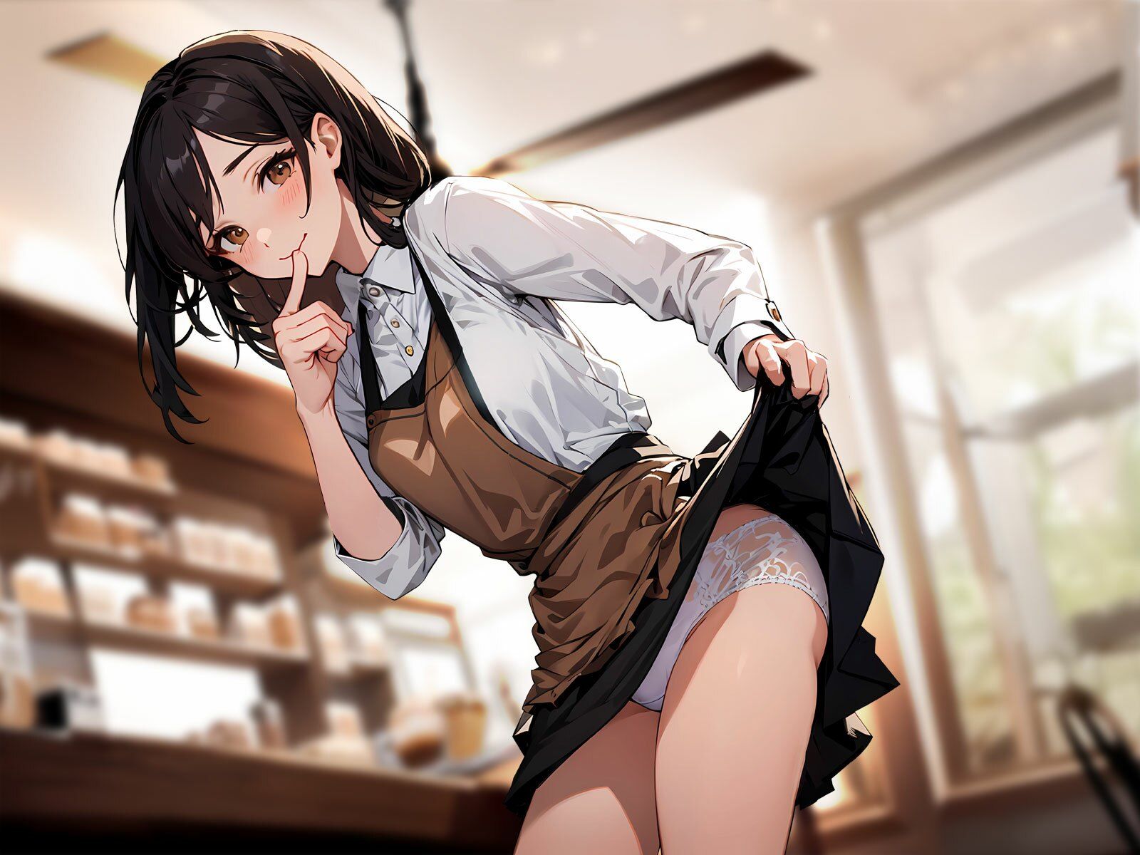 清楚系カフェ店員は憧れの僕にだけ閉店後の裏メニュー誘惑♪制服姿でスキスキ生お◯んこ濃厚サービス - サンプル画像 4