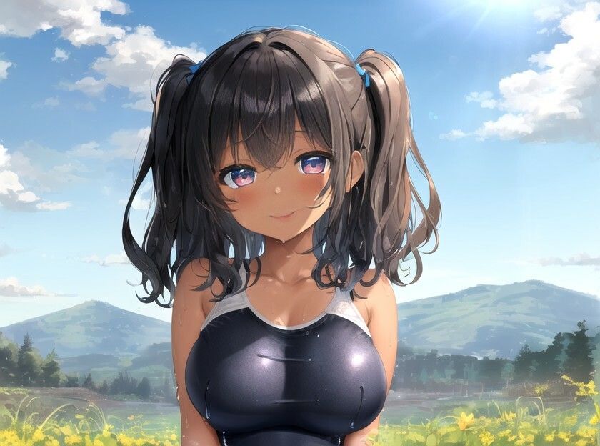 エッチな事を知らない褐色〇リ巨乳でスク水姿の姪っ子に叔父さんが大人の遊びを教えてみた話【水着/パイズリ/中出し】 - サンプル画像 3