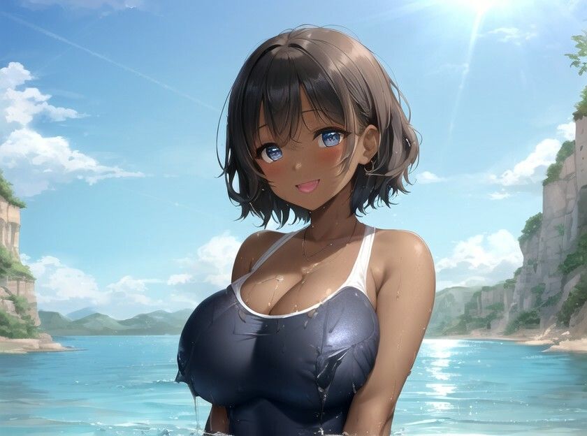 エッチな事を知らない褐色〇リ巨乳でスク水姿の姪っ子に叔父さんが大人の遊びを教えてみた話【水着/パイズリ/中出し】 - サンプル画像 7
