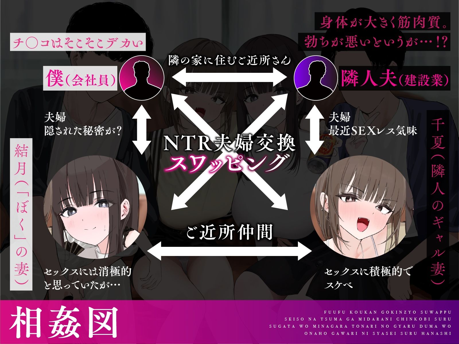 【夫婦交換ご近所スワップ】清楚な妻が淫らにチン媚びする姿を見ながら隣のギャル妻をオナホ代わりに射精するお話。 - サンプル画像 3