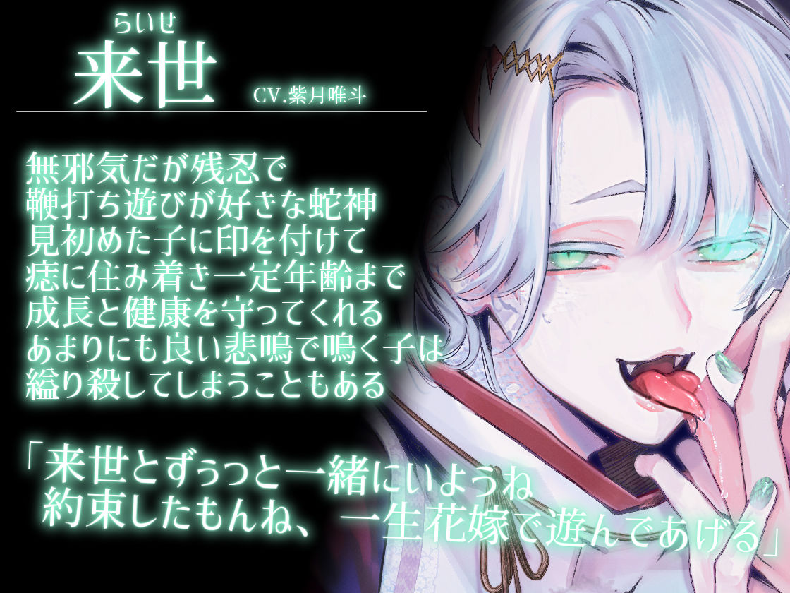 【両耳スプリットタン耳舐め洗脳×執着×ヘミペニス責め】結んで解いて絡んで締めて〜蛇神二人とメス堕ち結婚〜【KU100】 - サンプル画像 2