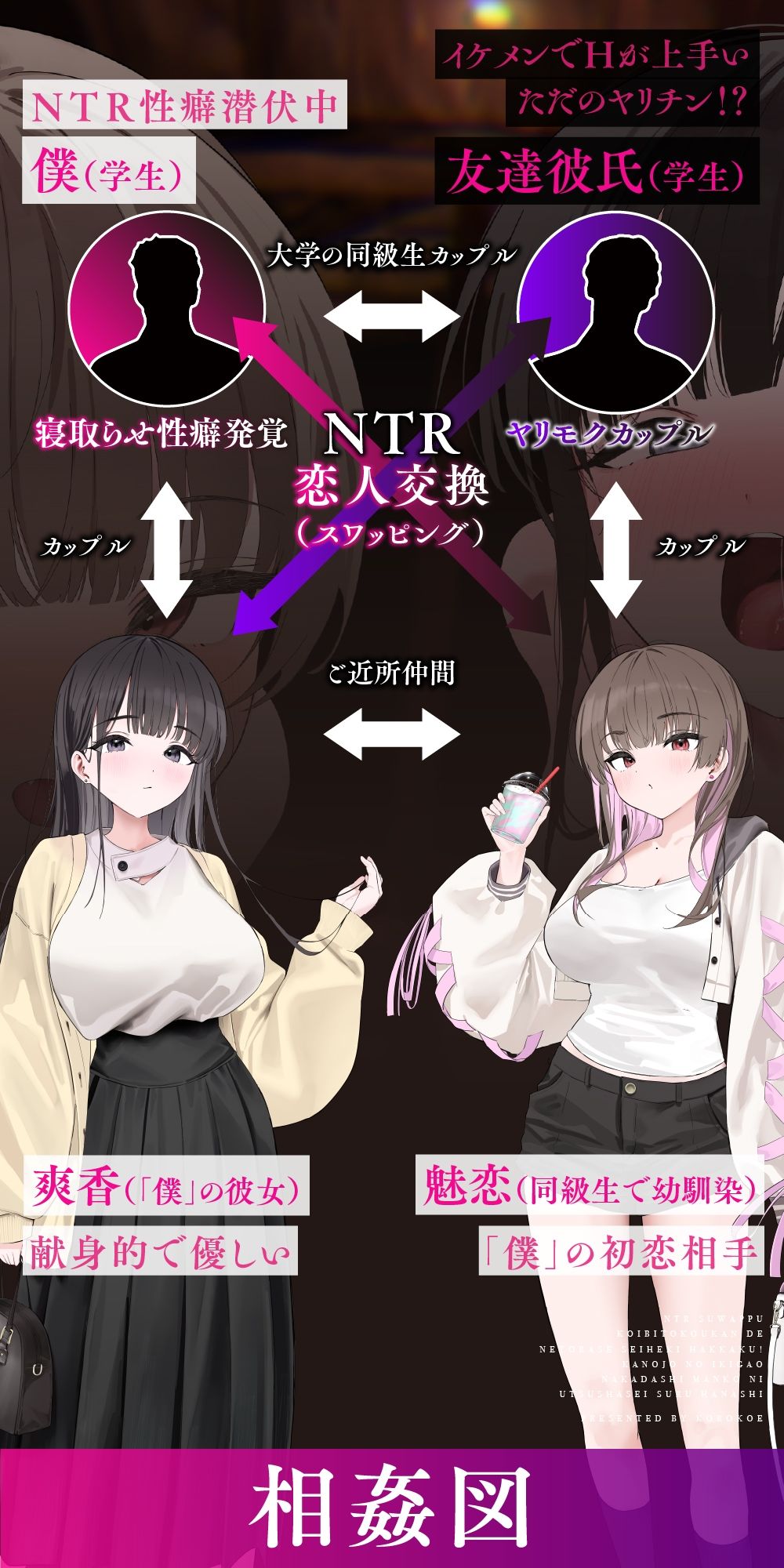 【NTRスワップ】恋人交換で寝取らせ性癖発覚！彼女のイキ顔中出しマ○コに鬱射精するお話 - サンプル画像 3