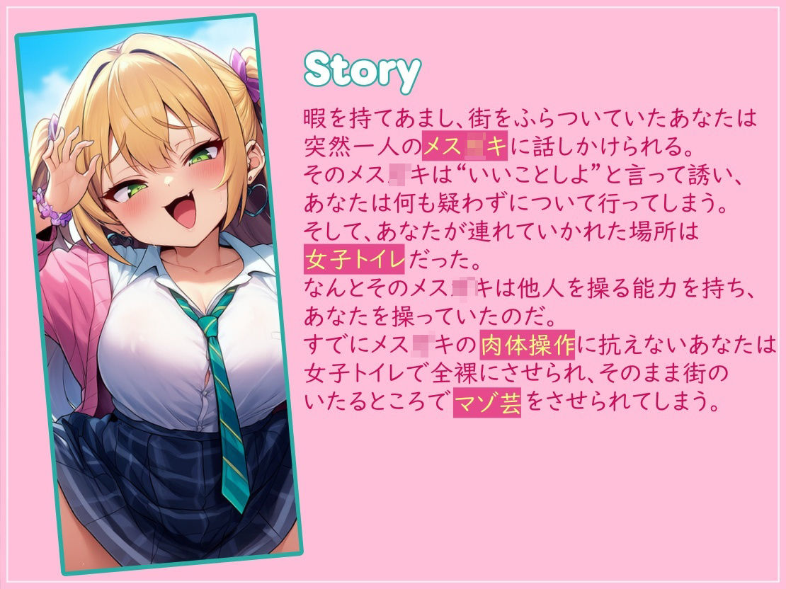 ドSなメス○キに肉体操作で恥ずかしいマゾ芸をさせられる - サンプル画像 1