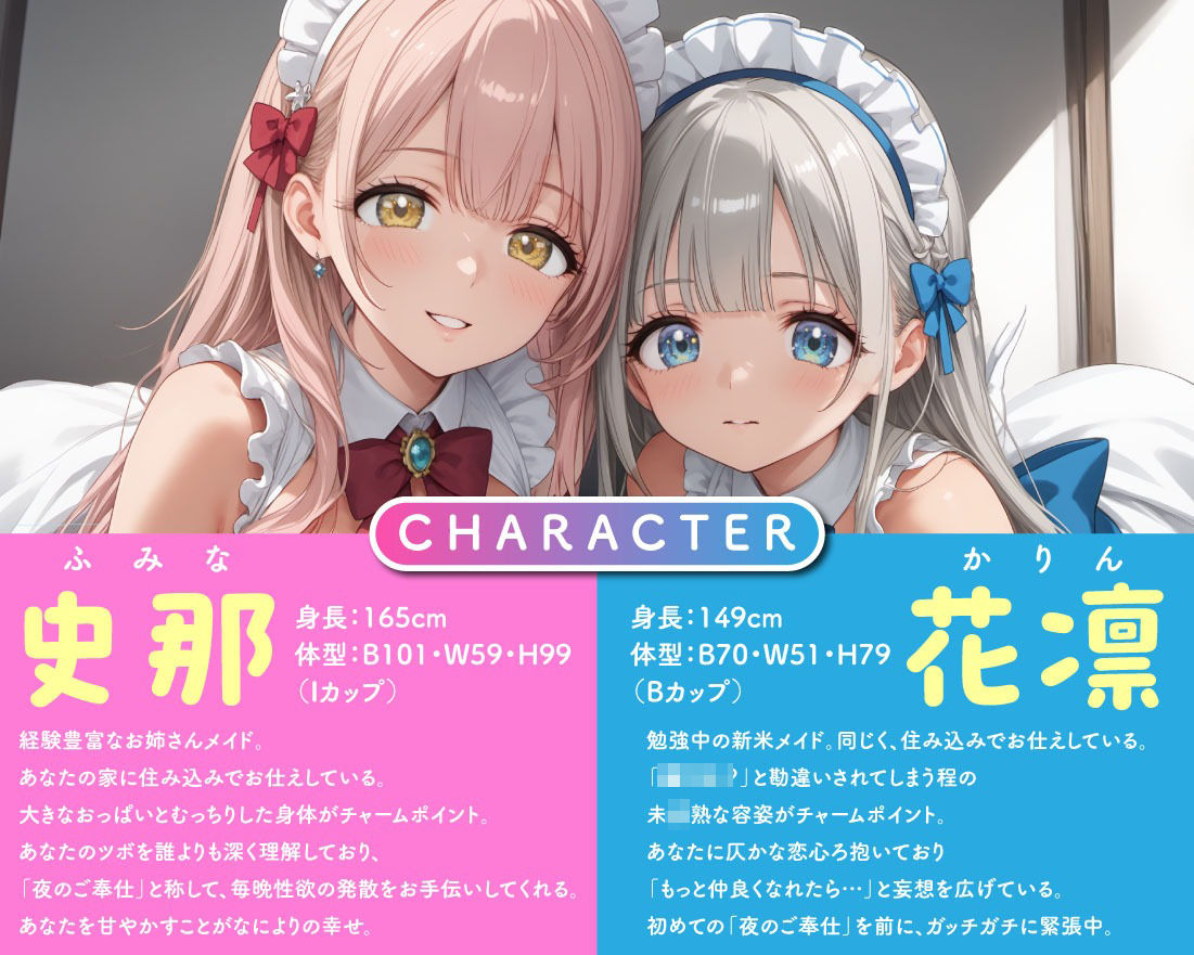 Wメイドの夜間ご奉仕 包容力満点のお姉さん＆小動物系美少女 - サンプル画像 1
