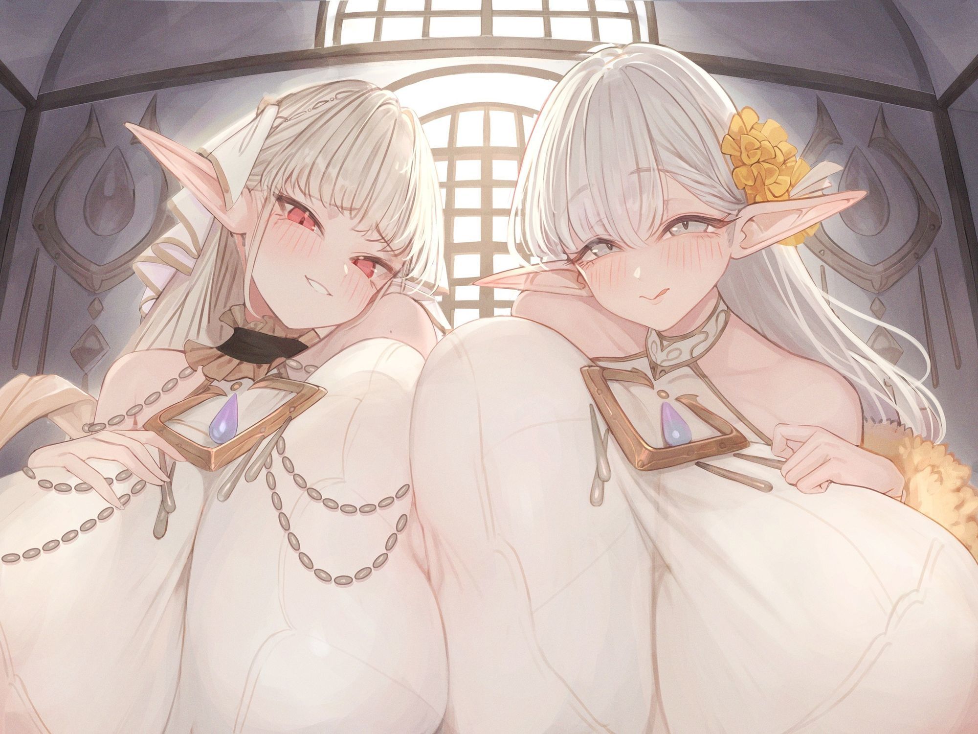 【全肯定×愛玩奉仕】上位種爆乳エルフ聖女様の甘マゾ射精セラピー - サンプル画像 1