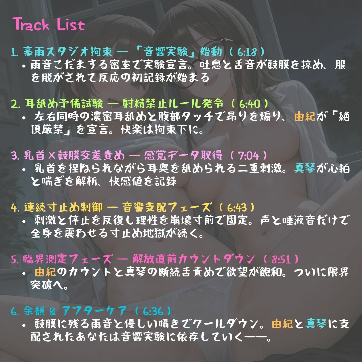 【寸止め注意♪】音響研究同好会の先輩2人からの限界射精管理で、イきたいのにイけない快楽実験開始★ - サンプル画像 4