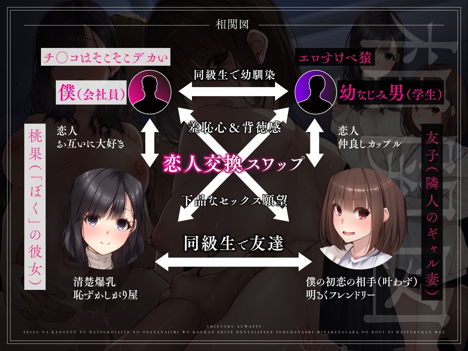 【恥辱スワップ】清楚な彼女と初恋相手の幼馴染を交換して変態4Pセックス！〜見られながらの行為に背徳感MAX【快楽覚醒】 - サンプル画像 3