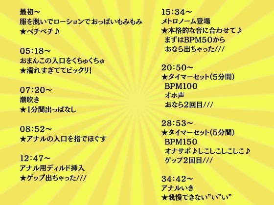 【アナル×イキ我慢】メトロノームでリズム管理！腰振りアナルおな★ぬちゅ音、床擦り音、潮吹き、ゲップ、おなら！ハードモード - サンプル画像 1