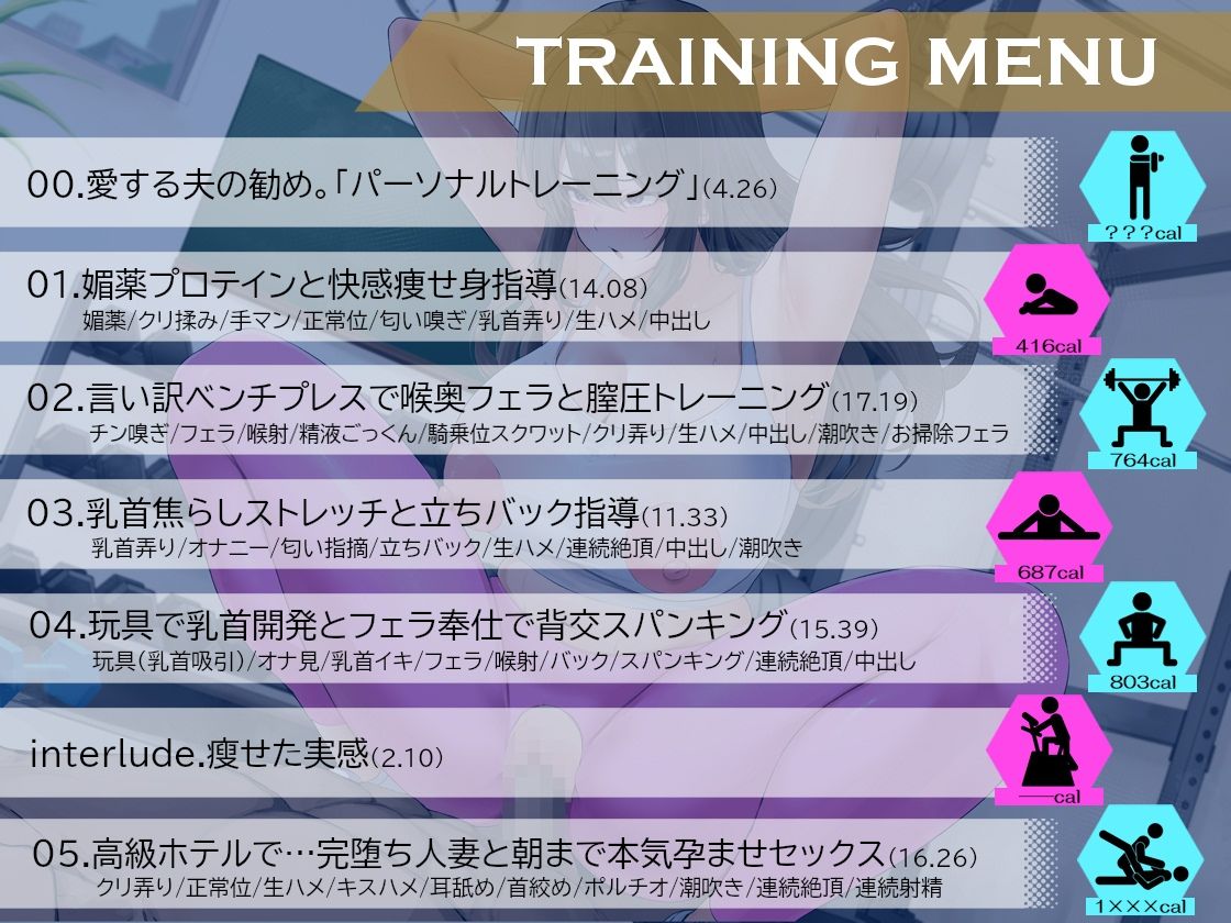 【全トラック挿入有】NTRパーソナルトレーニング〜汗とザーメンで痩せた90日間。他人棒に堕ちた美人妻〜 - サンプル画像 3