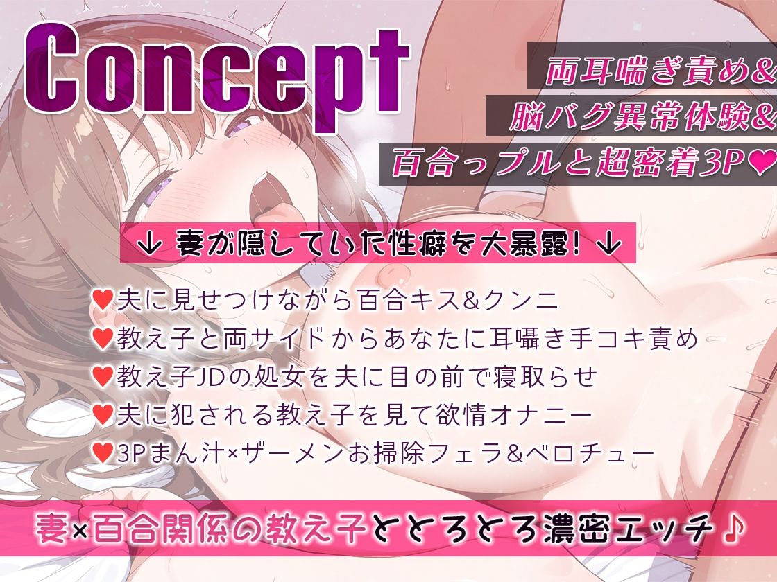 妻が教え子を夫に寝取らせ3P両サイド耳舐め耳囁き手コキ妻の目前教え子JDに生ハメ中出し【KU-100】 - サンプル画像 1