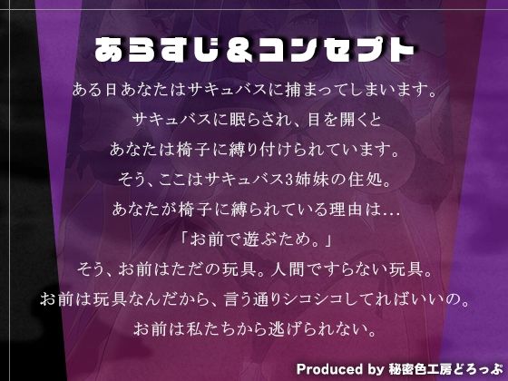 3匹のサキュバス姉妹による『マゾ豚射精 危機一髪』ゲーム！ お前はサキュバスの玩具。【オナサポゲーム/マゾワードシコシコゲーム】 - サンプル画像 2