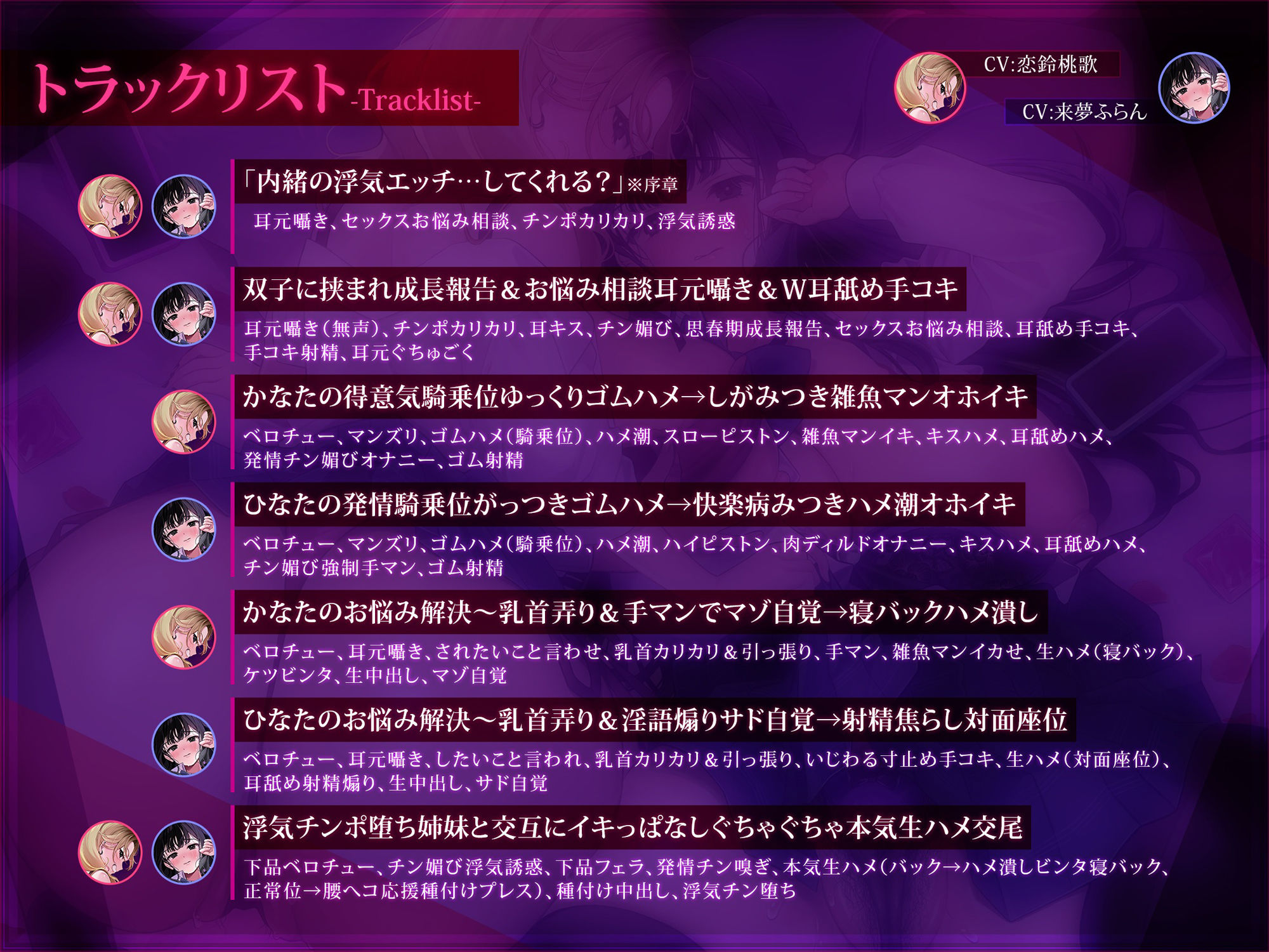 【浮気チン堕ち/ドスケベ差分イラスト付き】むちエロ年下双子姉妹が浮気交尾にハマって堕ちる〜陽キャ＆陰キャ幼馴染と本性わからせド下品生ハメ〜【KU100】 - サンプル画像 6