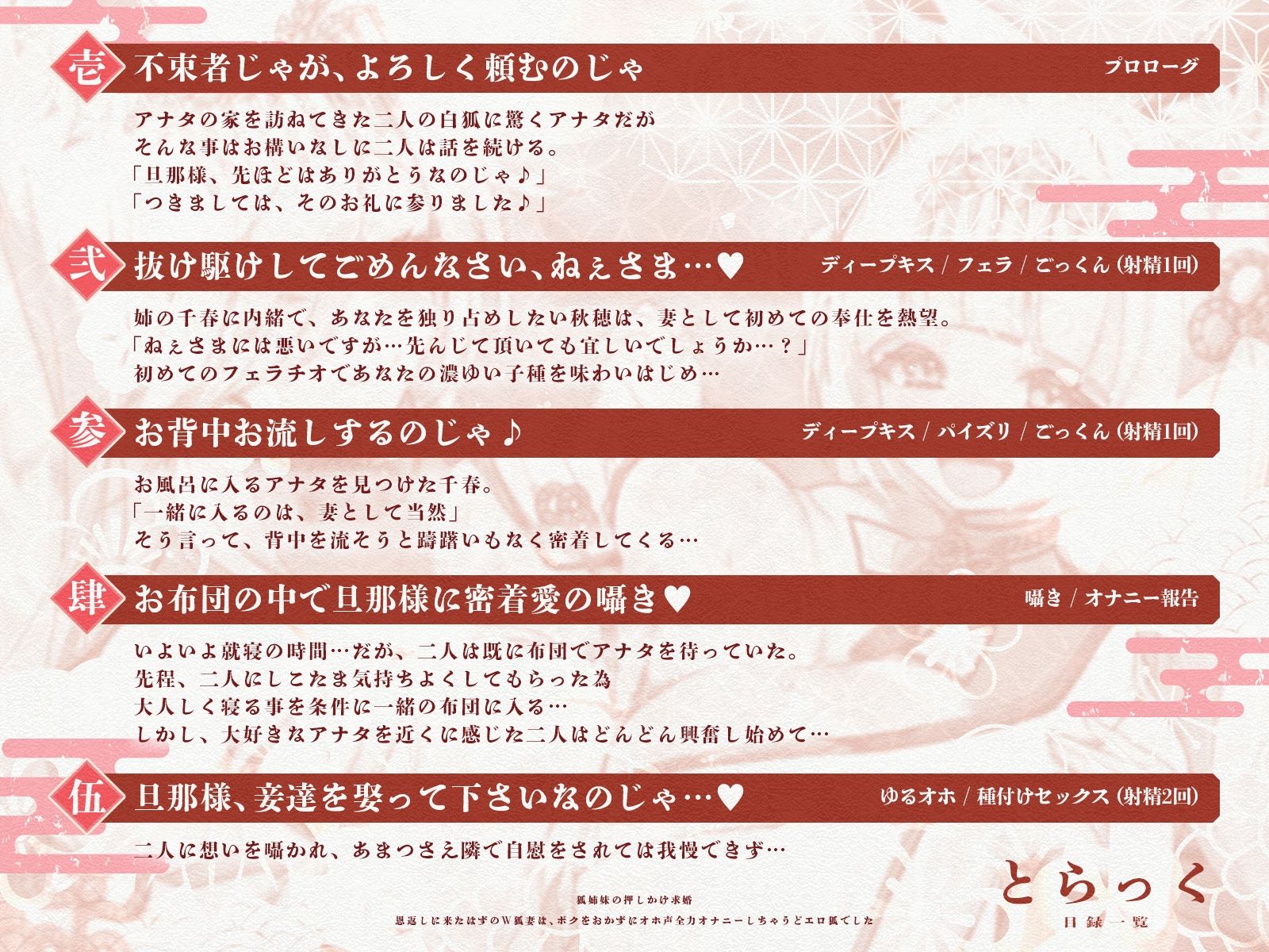 狐姉妹の押しかけ求婚〜恩返しに来たはずのW狐妻は、ボクをおかずにオホ声全力オナニーしちゃうどエロ狐でした〜【KU100収録】 - サンプル画像 3