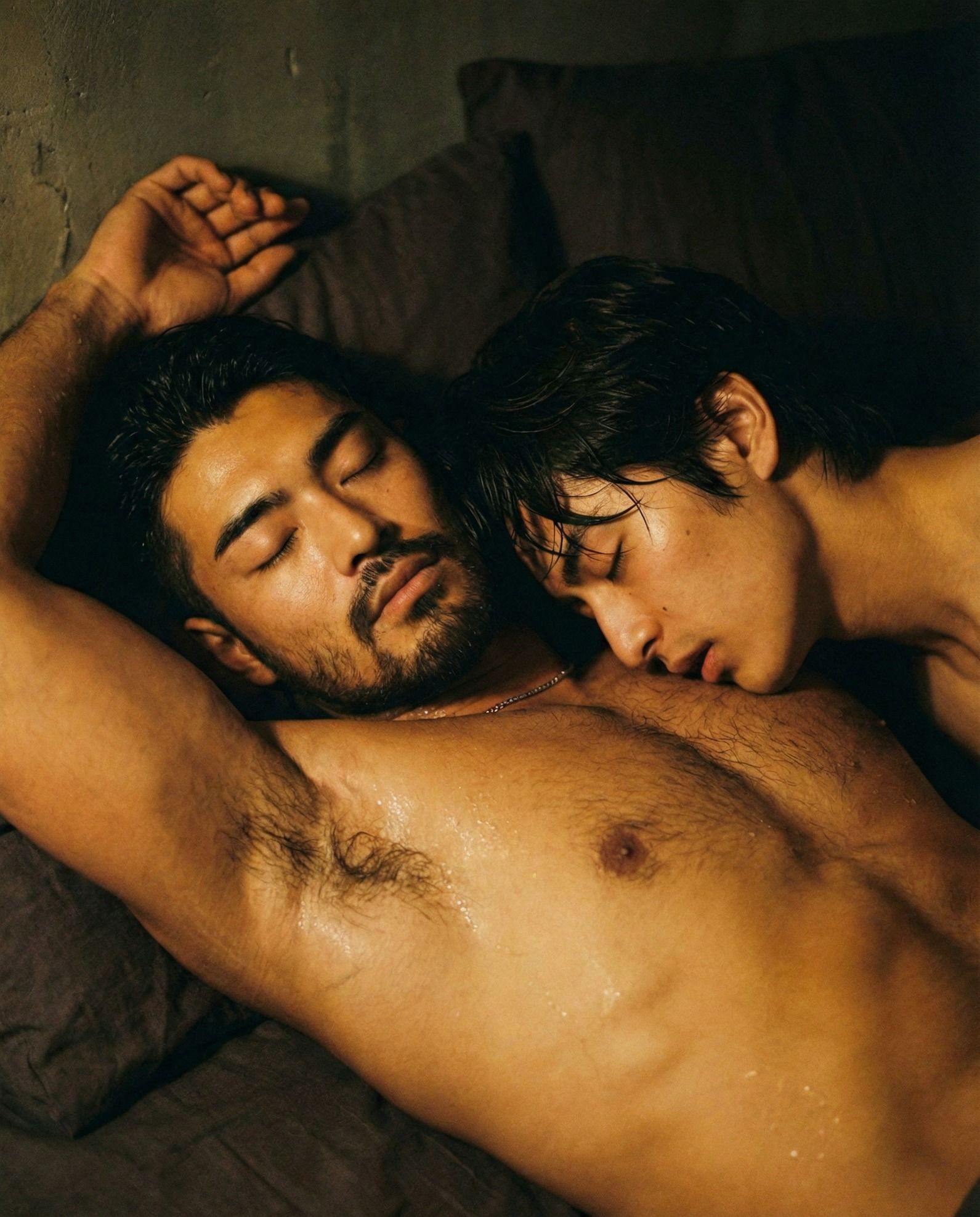 【表紙:TOUMA×伊達浩二】童顔後輩の合鍵侵入。熟睡髭先輩の口に指を捩じ込み、脇の雄臭を吸い尽くす。抵抗不能な寝起きイラマチオ/喉奥粘着音【CV:天音天馬】 - サンプル画像 1