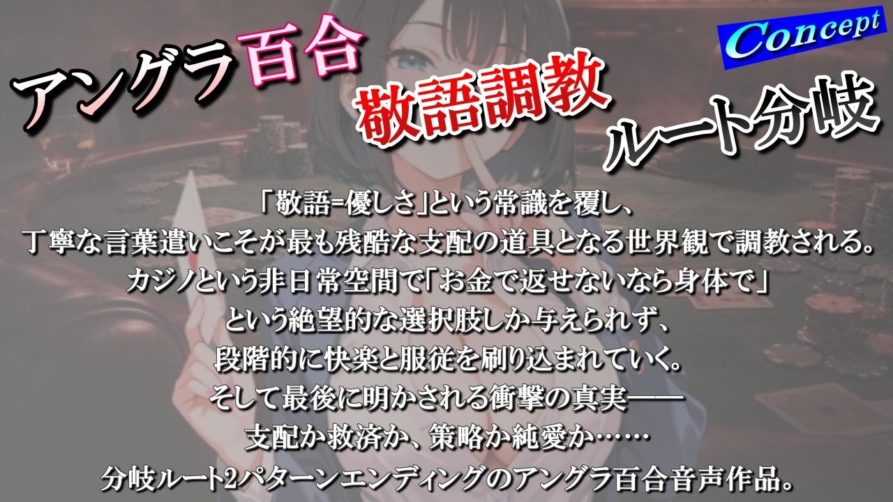 【アングラ百合×敬語調教】「闇カジノの借金は身体で」ディーラーの服従調教日誌〜永遠に私のものになるまで〜＜バイノーラル＞ - サンプル画像 1